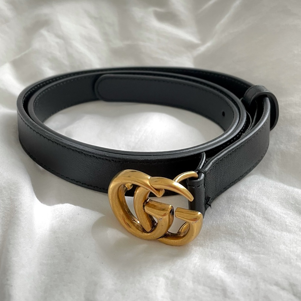 Gucci leather belt with Double G buckle